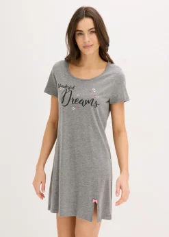 bonprix bonprix Camisón corto de algodón orgánico Gris jaspeado