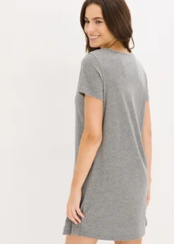 bonprix bonprix Camisón corto de algodón orgánico Gris jaspeado