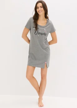 bonprix bonprix Camisón corto de algodón orgánico Gris jaspeado