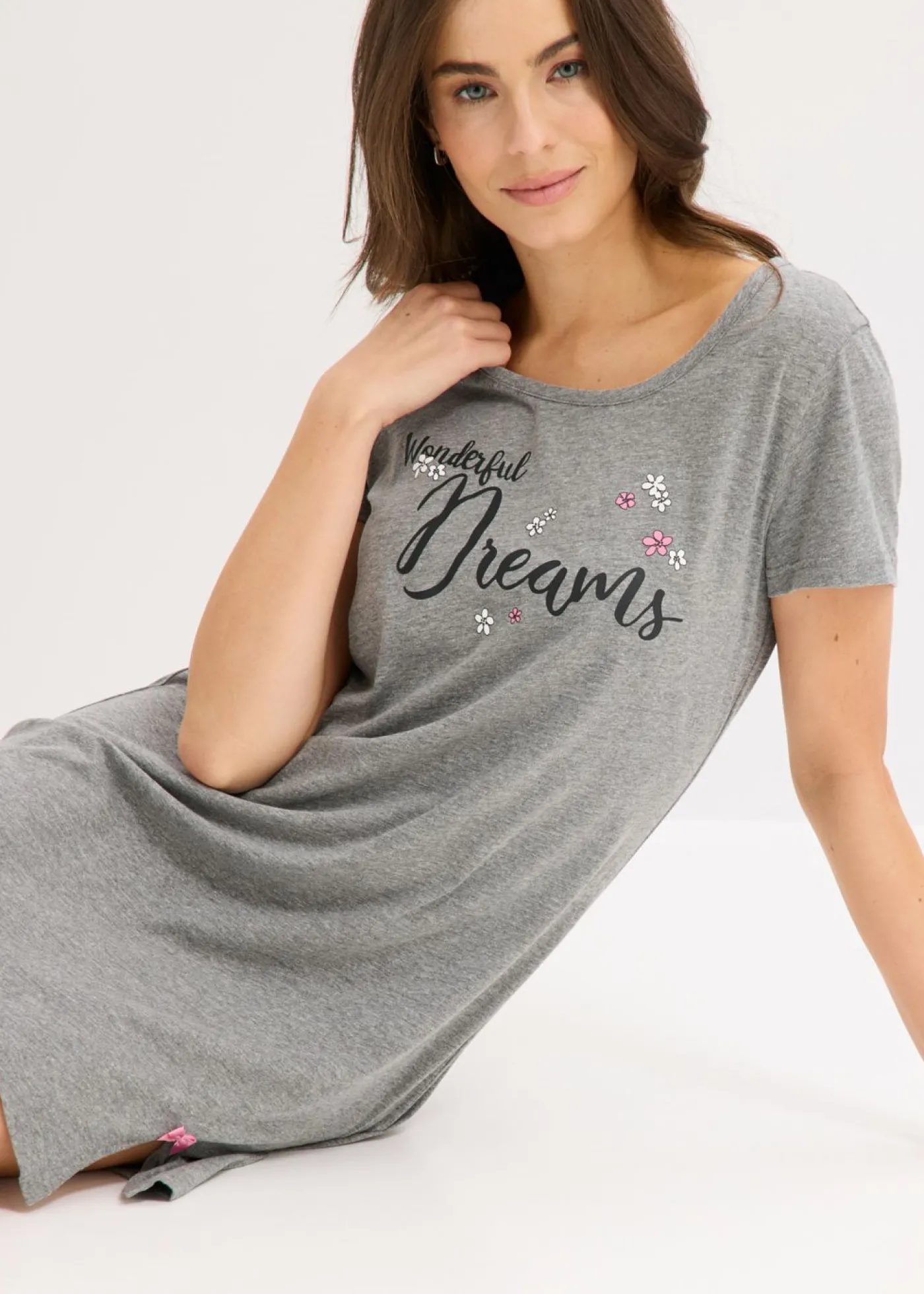 bonprix bonprix Camisón corto de algodón orgánico Gris jaspeado