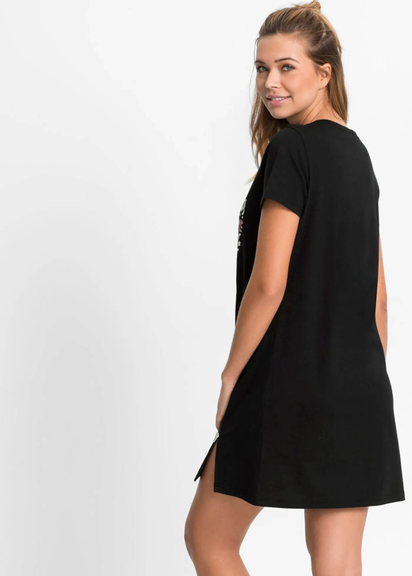 bonprix bonprix Camisón corto de algodón orgánico Negro Outlet