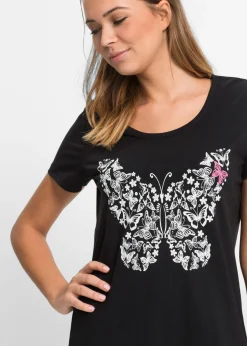 bonprix bonprix Camisón corto de algodón orgánico Negro Outlet