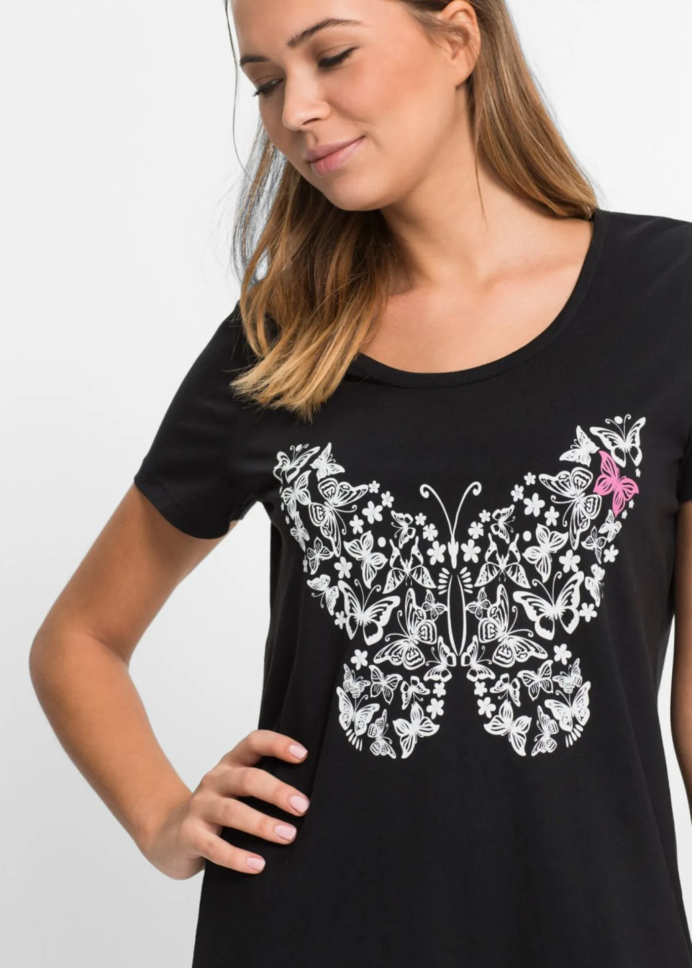 bonprix bonprix Camisón corto de algodón orgánico Negro Outlet