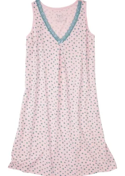 bonprix bonprix Camisón corto de mezcla suave de viscosa rosa pálido/hierbabuena de lunares