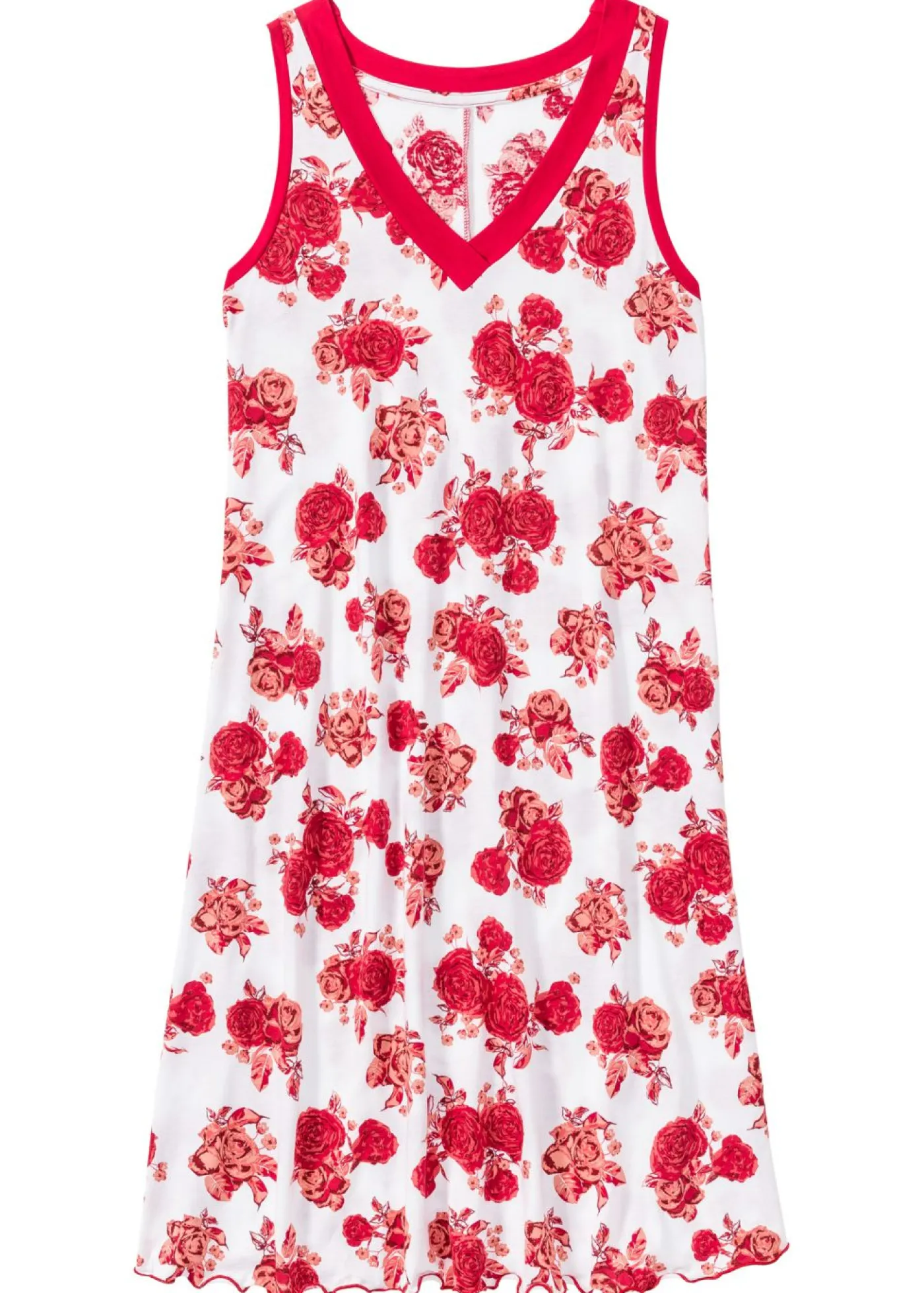bonprix bonprix Camisón corto de suave mezcla de viscosa Blanco-rojo de flores Sale
