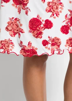 bonprix bonprix Camisón corto de suave mezcla de viscosa Blanco-rojo de flores Sale
