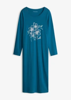bonprix bonprix Camisón de algodón puro Petróleo azul Online