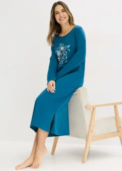 bonprix bonprix Camisón de algodón puro Petróleo azul Online