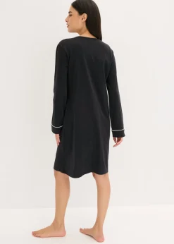 bonprix bonprix Camisón de algodón puro Negro Outlet