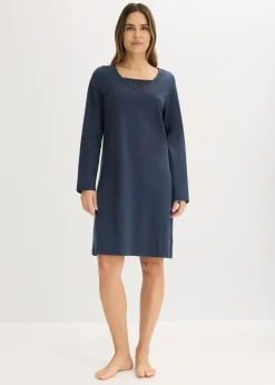 bonprix bonprix Camisón de algodón suave Azul intenso Discount