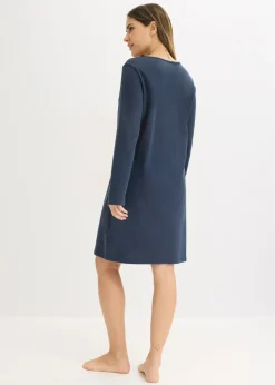 bonprix bonprix Camisón de algodón suave Azul intenso Discount
