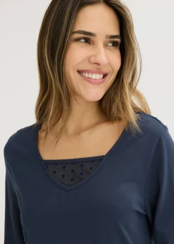bonprix bonprix Camisón de algodón suave Azul intenso Discount