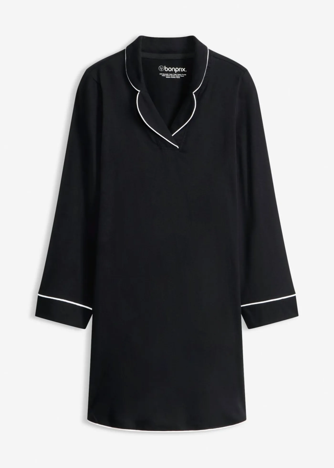 bonprix bonprix Camisón de algodón suave Negro Outlet