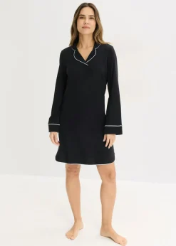 bonprix bonprix Camisón de algodón suave Negro Outlet