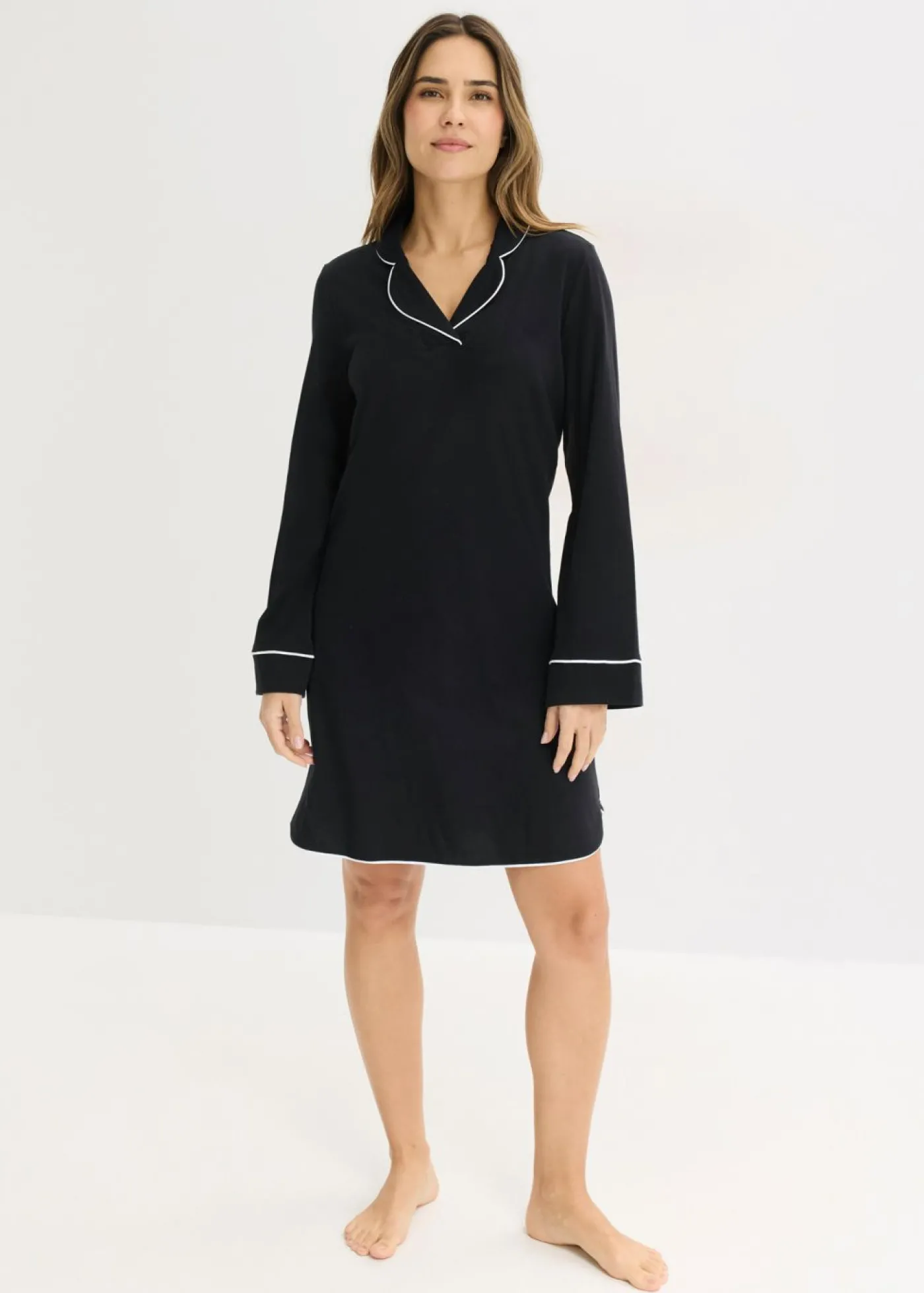 bonprix bonprix Camisón de algodón suave Negro Outlet
