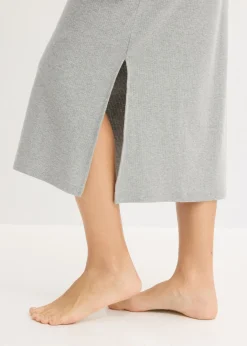 bonprix bonprix Camisón de canalé con botones Gris claro jaspeado New