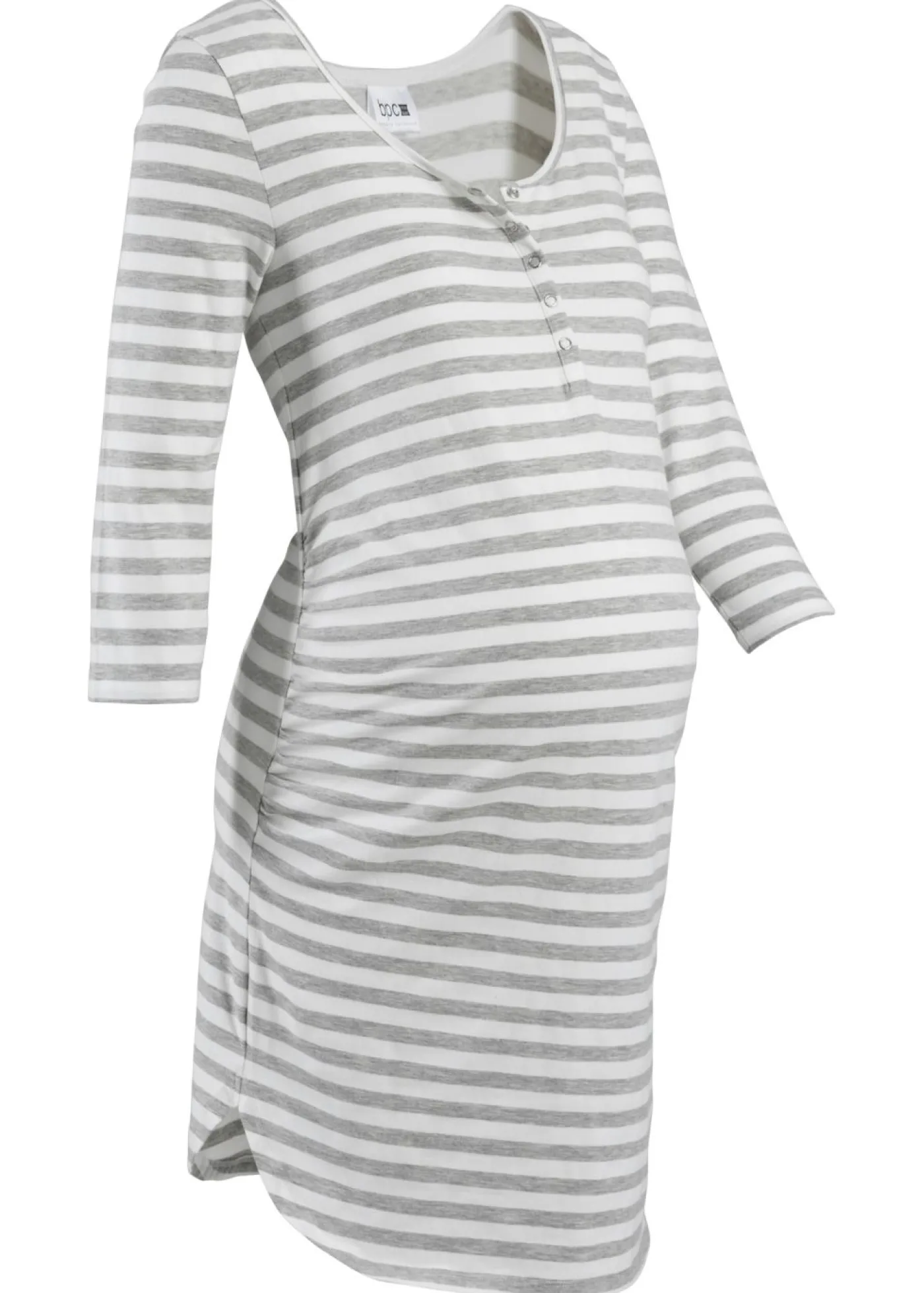 bonprix bonprix Camisón de lactancia de algodón Gris claro jaspeado-blanco lana de rayas Hot