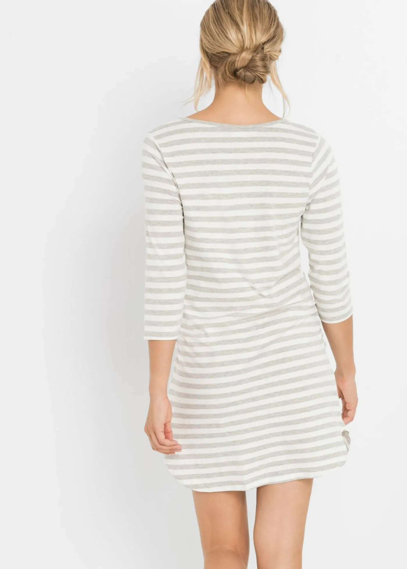 bonprix bonprix Camisón de lactancia de algodón Gris claro jaspeado-blanco lana de rayas Hot