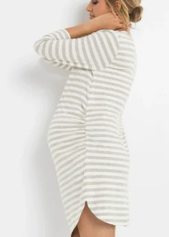 bonprix bonprix Camisón de lactancia de algodón Gris claro jaspeado-blanco lana de rayas Hot