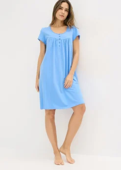 bonprix bonprix Camisón de lactancia de algodón orgánico azul provenzal Online
