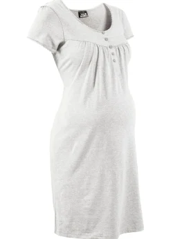 bonprix bonprix Camisón de lactancia de algodón orgánico Gris claro jaspeado Hot