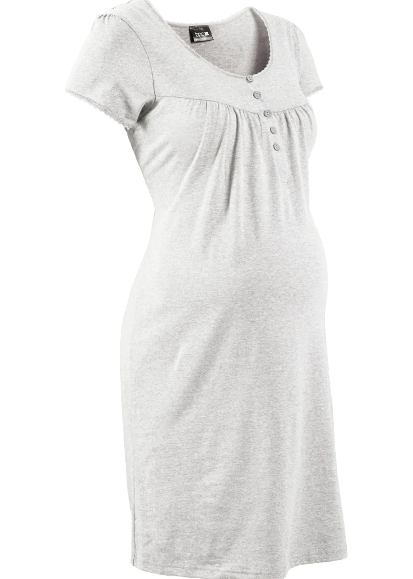 bonprix bonprix Camisón de lactancia de algodón orgánico Gris claro jaspeado Hot