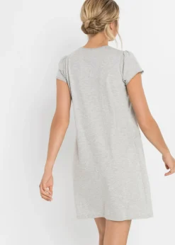 bonprix bonprix Camisón de lactancia de algodón orgánico Gris claro jaspeado Hot