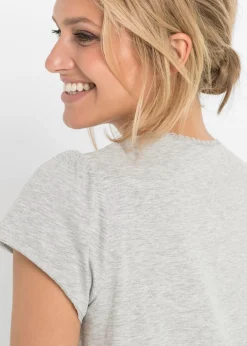bonprix bonprix Camisón de lactancia de algodón orgánico Gris claro jaspeado Hot