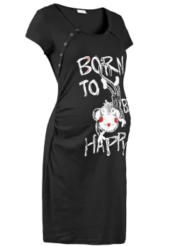 bonprix bonprix Camisón de lactancia de algodón Negro estampado Best