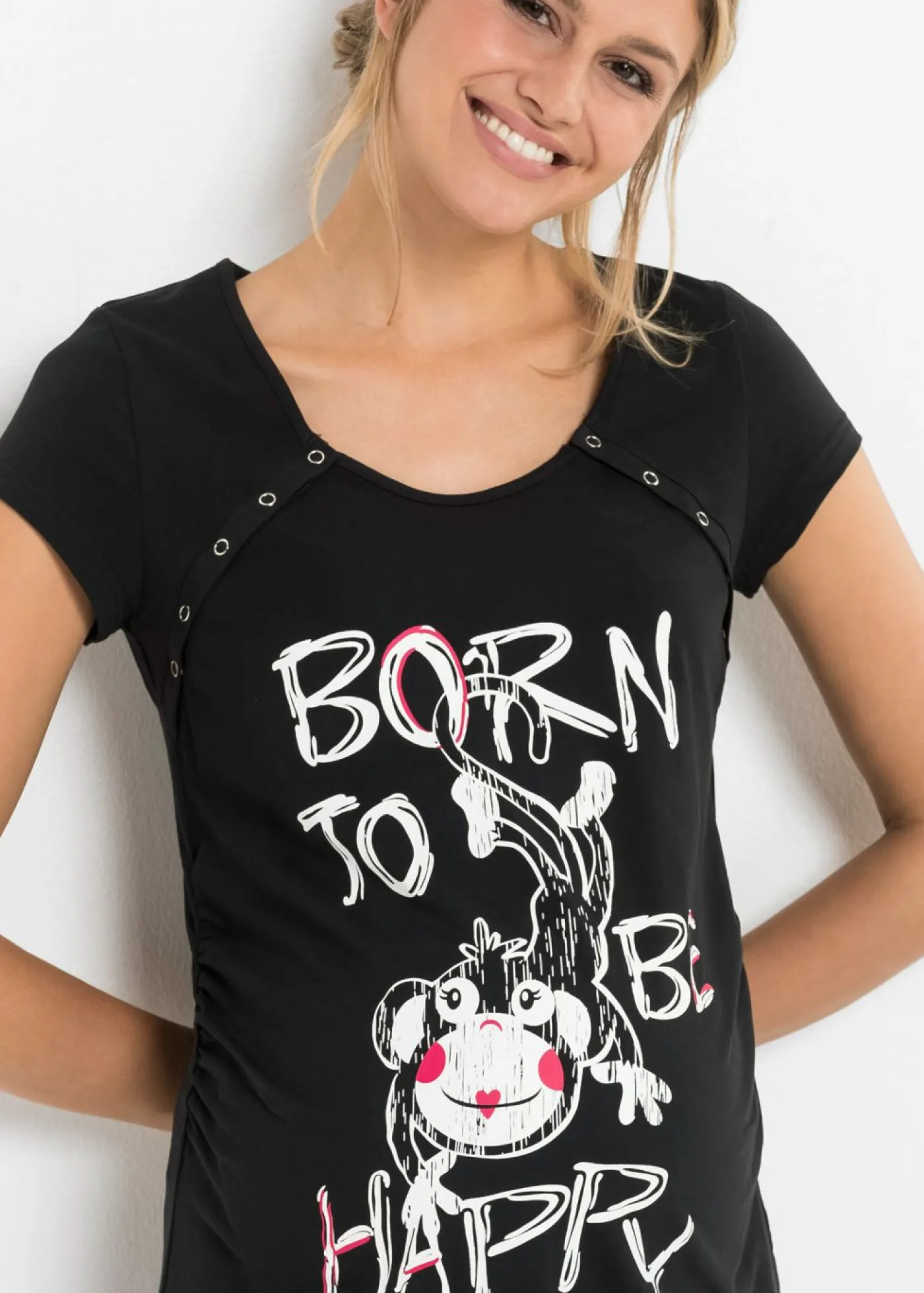 bonprix bonprix Camisón de lactancia de algodón Negro estampado Best