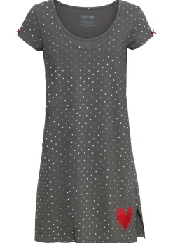 bonprix bonprix Camisón de lactancia de algodón orgánico Gris pizarra de lunares Clearance