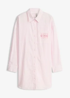 bonprix bonprix Camisón holgado de algodón puro rosa cristal con rayas New