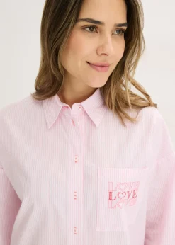 bonprix bonprix Camisón holgado de algodón puro rosa cristal con rayas New