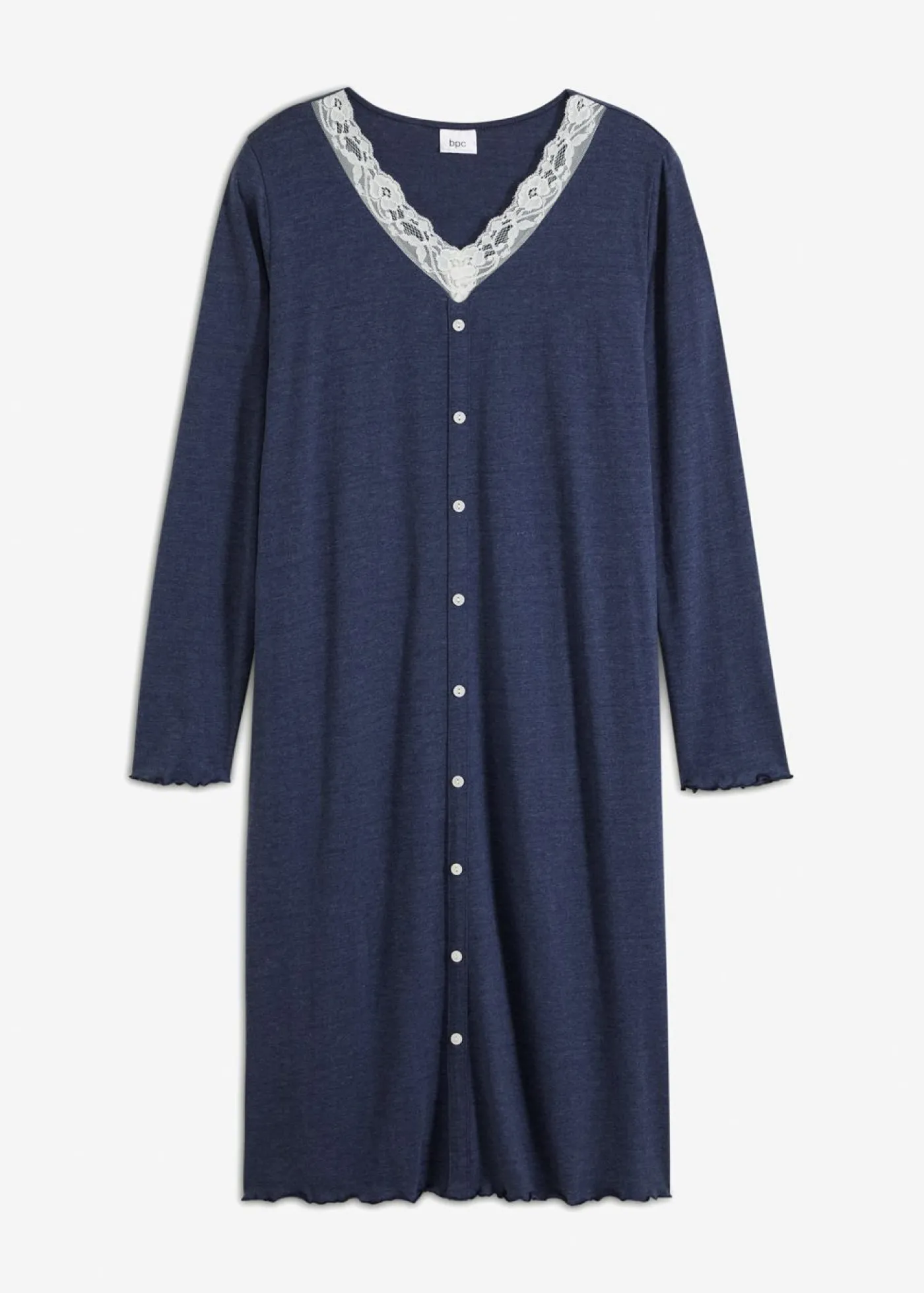 bonprix bonprix Camisón largo con botones azul marino moteado Sale