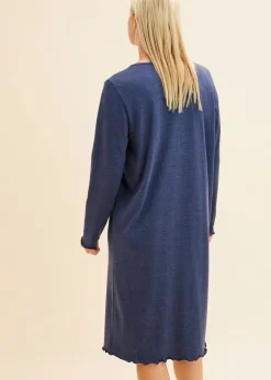 bonprix bonprix Camisón largo con botones azul marino moteado Sale