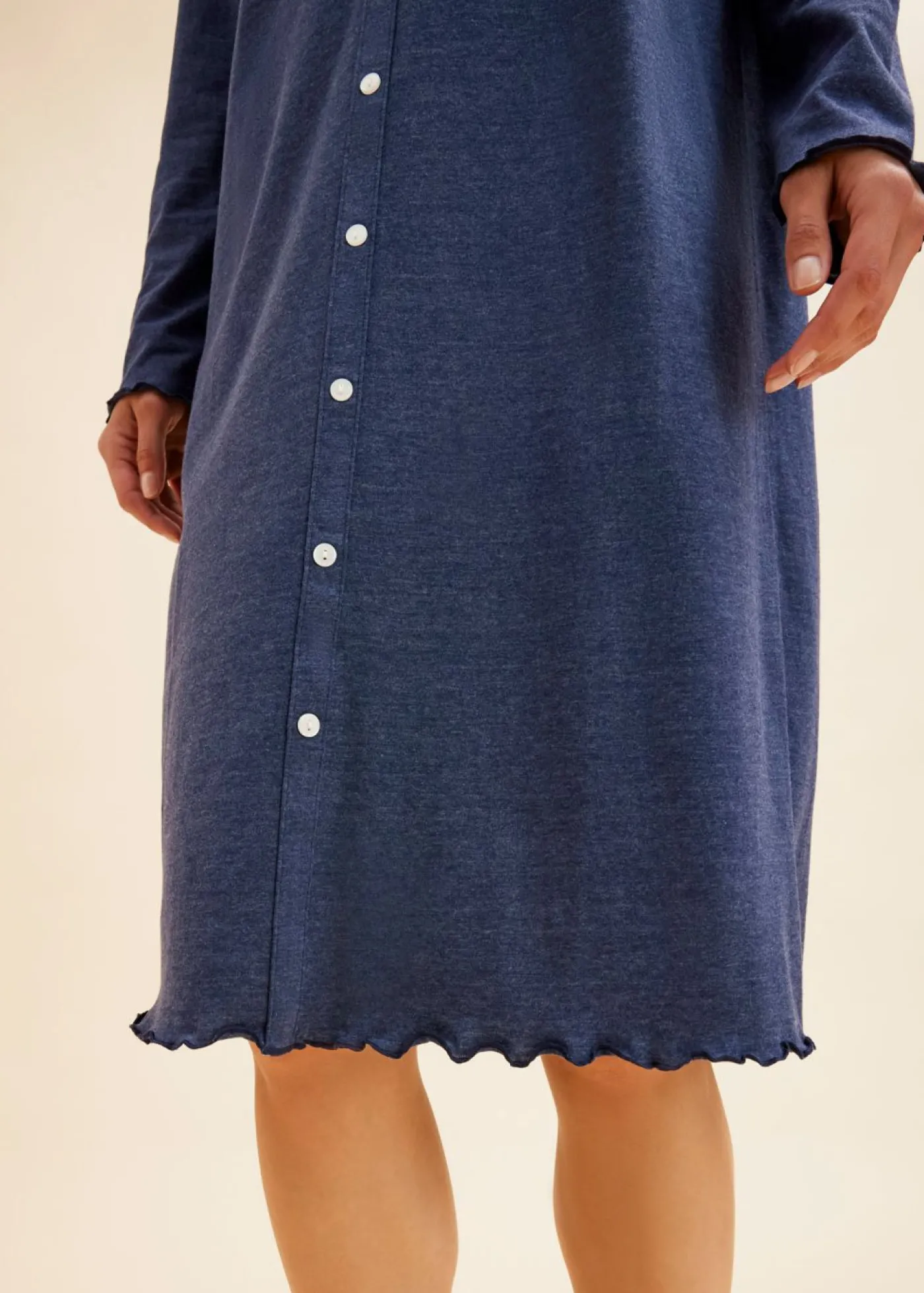 bonprix bonprix Camisón largo con botones azul marino moteado Sale