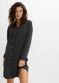 bonprix bonprix Camisón oversize de algodón puro Negro-gris estampado Sale