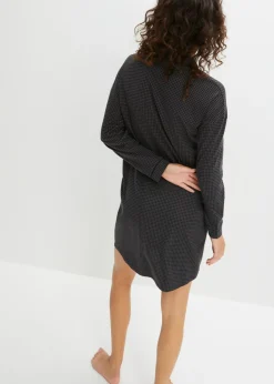 bonprix bonprix Camisón oversize de algodón puro Negro-gris estampado Sale