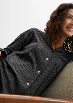 bonprix bonprix Camisón oversize de algodón puro Negro-gris estampado Sale