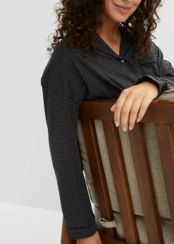bonprix bonprix Camisón oversize de algodón puro Negro-gris estampado Sale