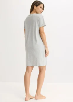 bonprix bonprix Camisones (2 unidades) de algodón puro Gris claro jaspeado-negro Hot