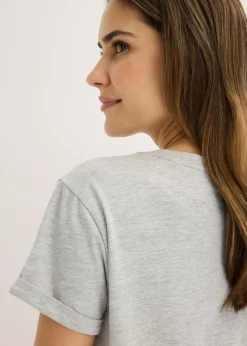 bonprix bonprix Camisones (2 unidades) de algodón puro Gris claro jaspeado-negro Hot