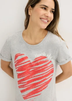 bonprix bonprix Camisones (2 unidades) de algodón puro Gris claro jaspeado-negro Hot