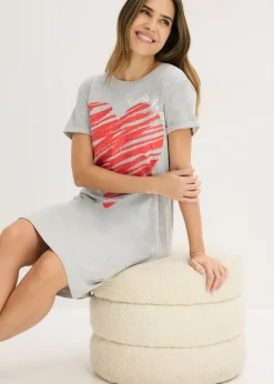 bonprix bonprix Camisones (2 unidades) de algodón puro Gris claro jaspeado-negro Hot
