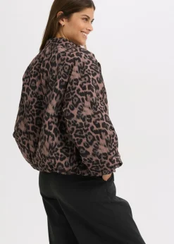 bonprix bonprix Cazadora acolchada Marrón con estampado de leopardo
