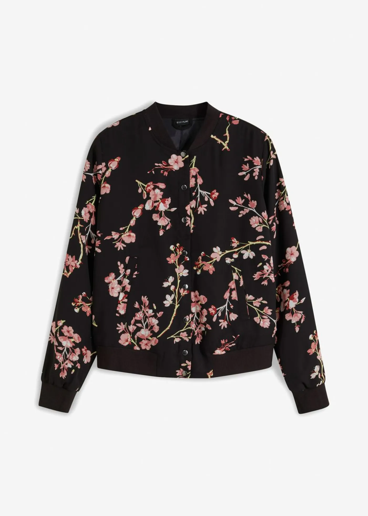 bonprix bonprix Cazadora corta Negro-rosa de flores Outlet