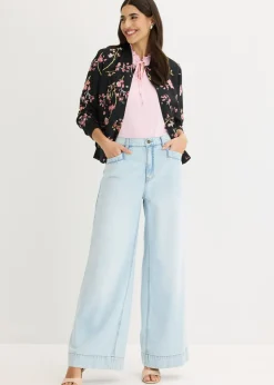 bonprix bonprix Cazadora corta Negro-rosa de flores Outlet