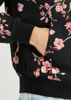 bonprix bonprix Cazadora corta Negro-rosa de flores Outlet