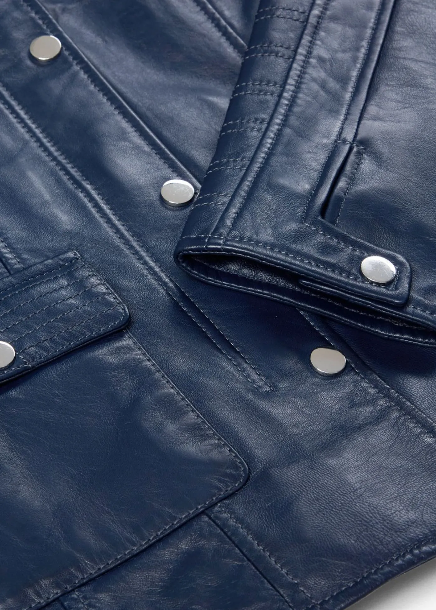 bonprix bonprix Cazadora de cuero en napa de cordero Azul marino New