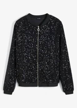 bonprix bonprix Cazadora de lentejuelas, Negro Discount